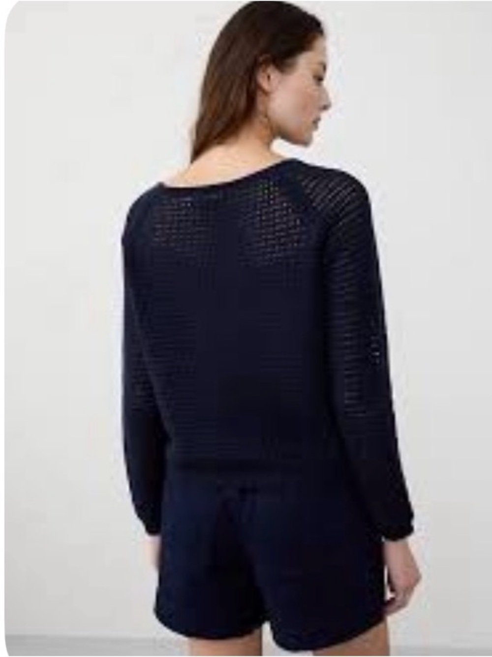 Xs Halogens Navy Open-Weave Crewneck Sweater